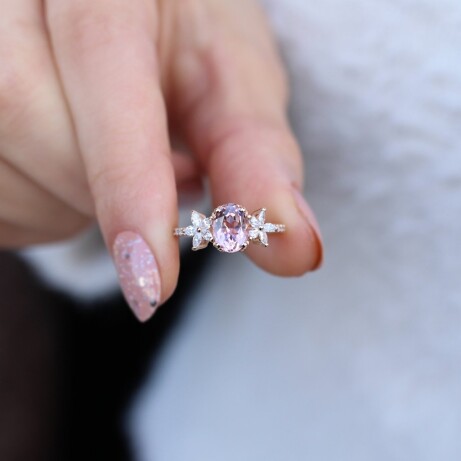 Vintage Daisy Morganite & Pırlanta Yüzük - 