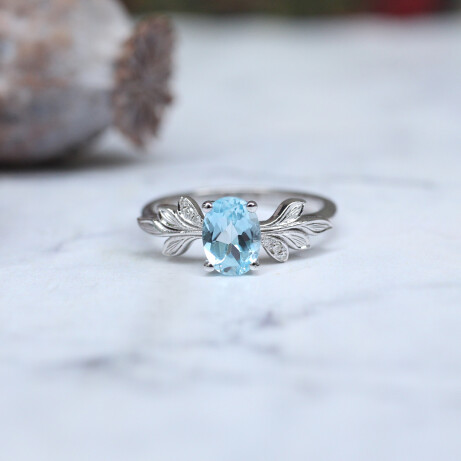 Vintage Dal Aquamarine & Pırlanta Yüzük - 