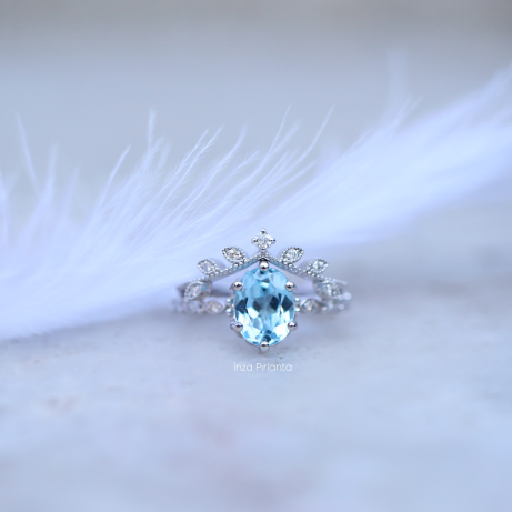 Vintage Dal & Aquamarine Pırlanta Yüzük - 