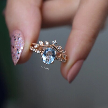 Vintage Dal & Aquamarine Pırlanta Yüzük - 