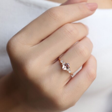 Vintage Diana Morganite & Pırlanta Yüzük - 