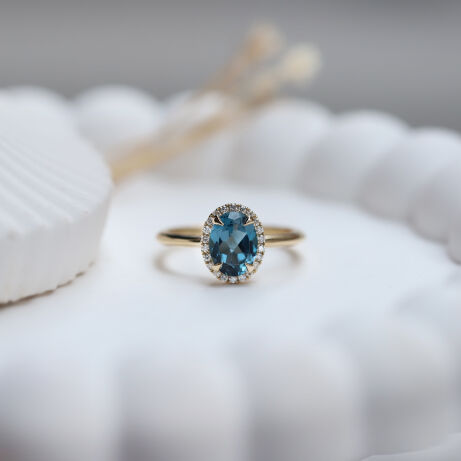 Vintage Eva Pırlanta & London Blue Yüzük - 