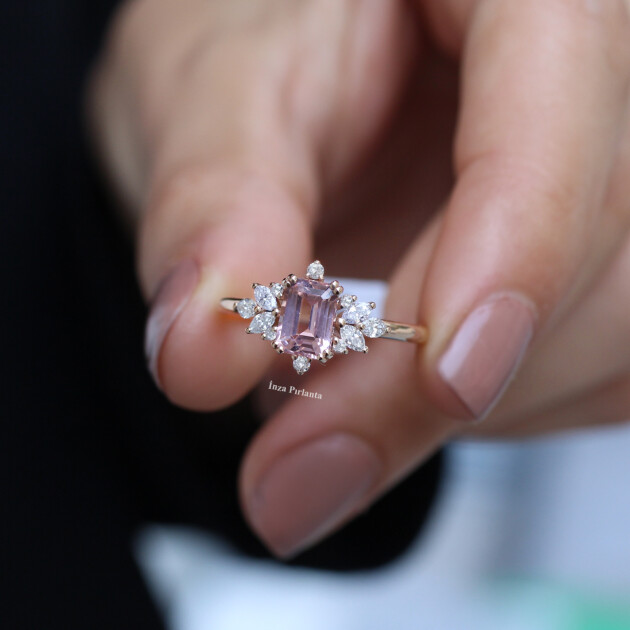 Vintage Flora Vintage Morganite & Pırlanta Yüzük - 1