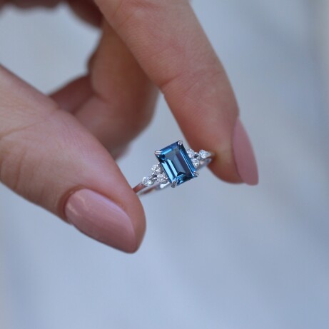 Vintage Lily London Blue & Pırlanta Yüzük - 