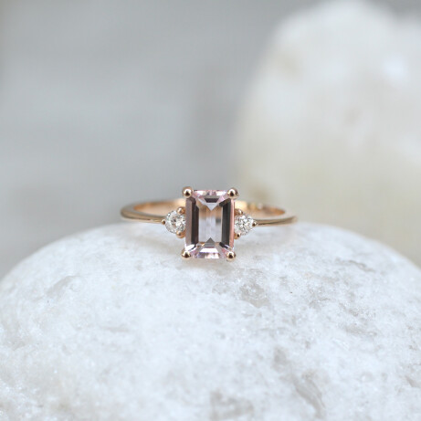 Vintage Lily Morganite & Pırlanta Yüzük - 