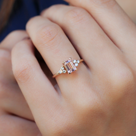 Vintage Lily Morganite & Pırlanta Yüzük - 