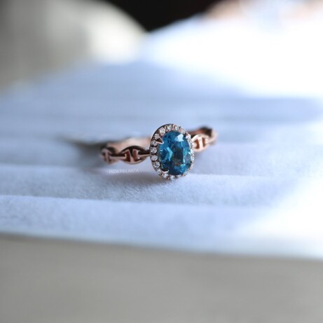 Vintage London Blue & Pırlanta Yüzük - 