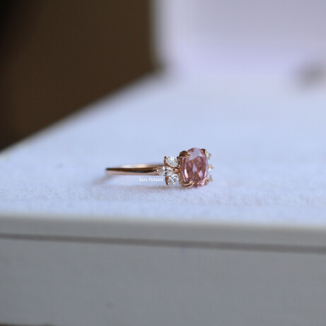 Vintage Lotus Morganite & Pırlanta Yüzük - (1)
