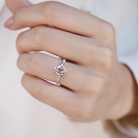 Vintage Mini Selius Morganite & Pırlanta Yüzük - (1)
