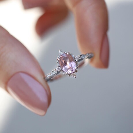 Vintage Mini Selius Morganite & Pırlanta Yüzük - 