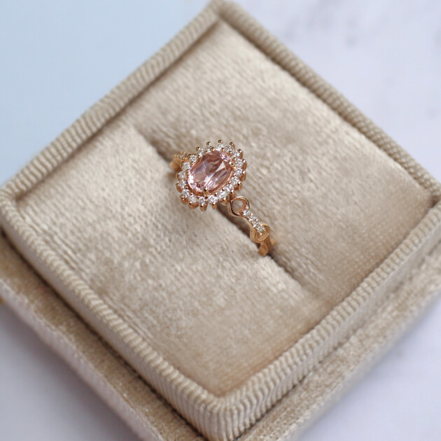 Vintage Morganite & Pırlanta Yüzük - 2