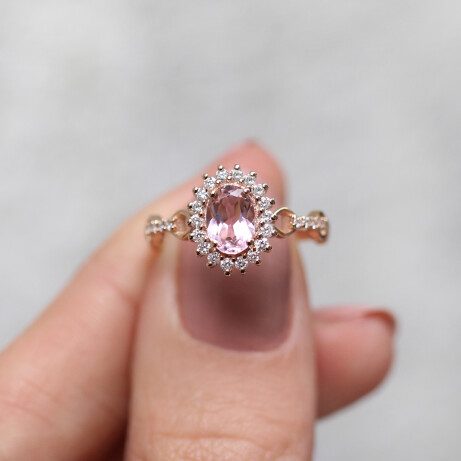 Vintage Morganite & Pırlanta Yüzük - 