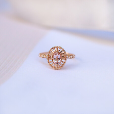 Vintage Morganite & Pırlanta Yüzük - 