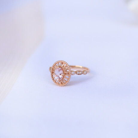Vintage Morganite & Pırlanta Yüzük - (1)