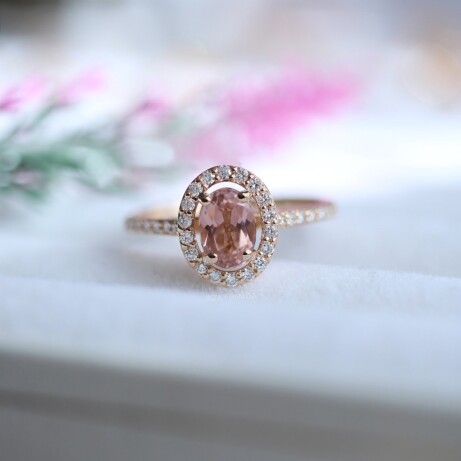 Vintage Oval Morganite & Pırlanta Yüzük - 