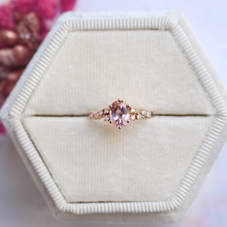 Vintage Özel Tasarım Asimetri Pırlanta & Morganite Yüzük - 