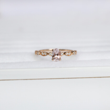 Vintage Özel Tasarım Morganite & Pırlanta Yüzük - 