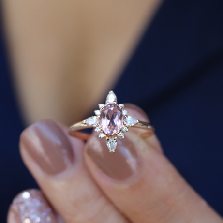 Vintage Selius Morganite & Pırlanta Yüzük - 