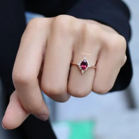 Vintage Selius Pırlanta & Rhodolite Yüzük - (1)