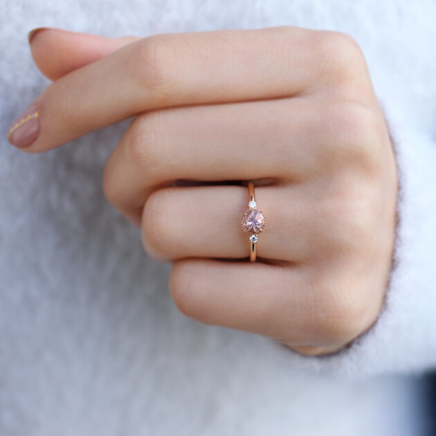 Vintage Tasarım Morganite & Pırlanta Yüzük - 2
