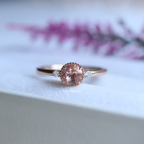 Vintage Tasarım Morganite & Pırlanta Yüzük - 