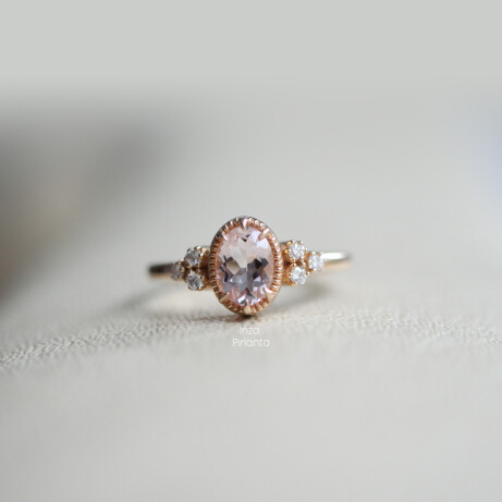 Vintage Tasarım Morganite & Pırlanta Yüzük - (1)