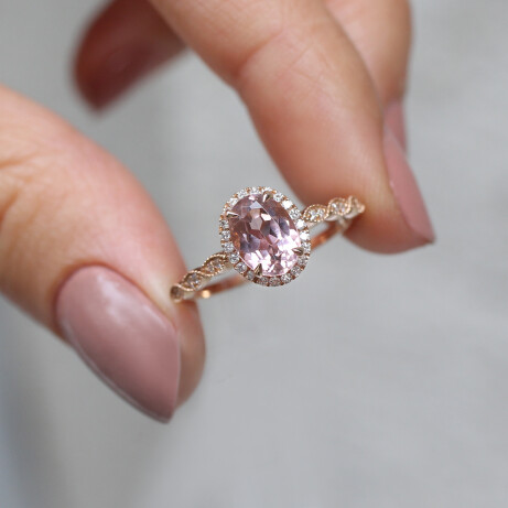 Vintage Tasarım Morganite & Pırlanta Yüzük - 