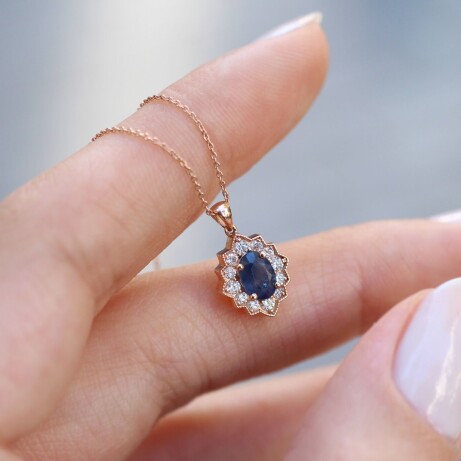 Vintage Venice Pırlanta & Safir Kolye - (1)