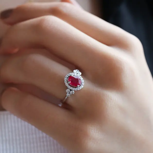 Vintage Yakut Tasarım & Pırlanta Yüzük - 1