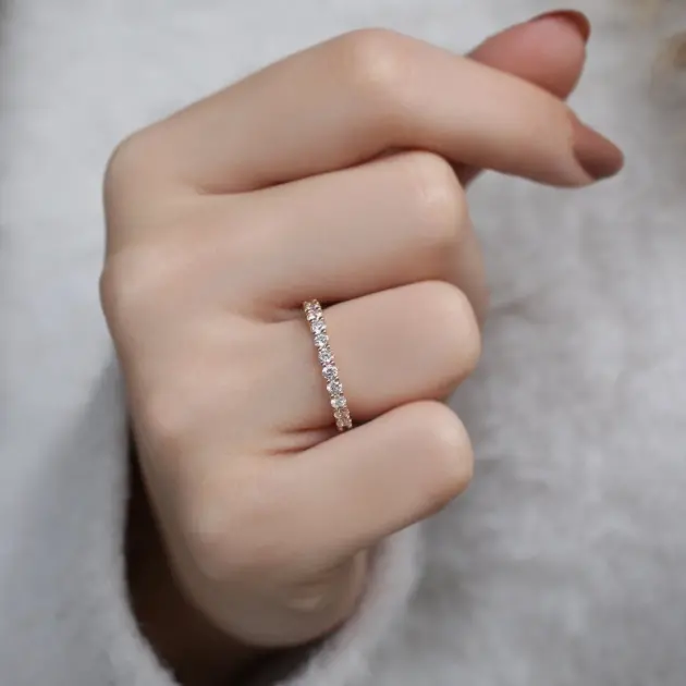 0.55 Karat Vintage Yarımtur Pırlanta Yüzük - 2