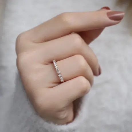 0.55 Karat Vintage Yarımtur Pırlanta Yüzük - 1